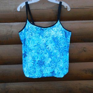 IT FIGURES ! ROYAL BLUE PRINT TANKINI Top BATHING SUIT Top PLUS SZ 20W